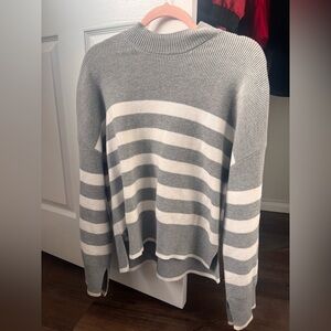 Dynamite Gray and White Striped Turtleneck Sweater